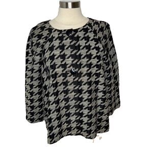 Houndstooth swing coat blazer jacket career Size 16 Black and Gray Sag Harbor